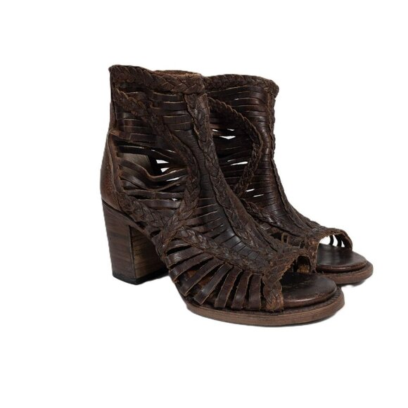 Freebird Bela Leather Braided Boho Heeled Boot SZ 6 Dark Brown Western - Picture 9 of 14
